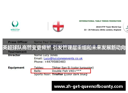 英超球队高管变更频繁 引发管理层重组和未来发展新动向